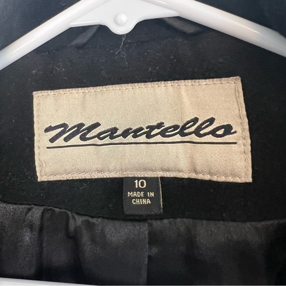 Mantello Womens Wool Angora Blend Pea Coat Dress Coat Jacket Black Sz 10 Classic - Picture 10 of 12